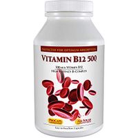 Andrew Lessman Vitamin B12 500 180 Capsules – Absorption-Protected Methylcobalamin (Natural Coenzyme Vitamin B12), Essential for Energy & Stress Support, Plus B-Complex, Easy to Swallow Capsules