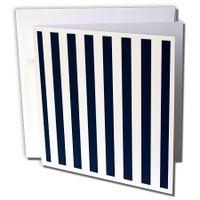 3dRose Navy Blue & White Nautical Stripes Greeting Cards, 6" x 6", Set of 12 (gc_186768_2)