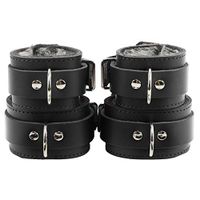 Astoria Wrist Ankle Cuffs Fur Combo Handcrafted Latigo Leather (Jet Black)