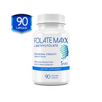 FolateMaxx L-Methylfolate 5 mg (90 Capsules)] Professional Top Quality Active Folate ] Non-GMO, Gluten Free ] Methyl Folate, 5-MTHF