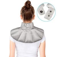 Microwavable Heating Pad for Neck and Shoulder, Lavender Heating Pad Neck with Button, Herbal Aromatherapy Heated Neck Wrap for Muscle Soreness Ease, Stiffness Tension Relief