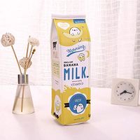 Portable Cartoon Milk Pen Bag Pencil Case PU Leather Stationery Storage Pouch for Office School Supplies (Color : Yellow)