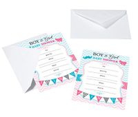 Lillian Rose 8-Piece Baby Gender Reveal Invitations, Pink/Blue/White, 5" x 7"