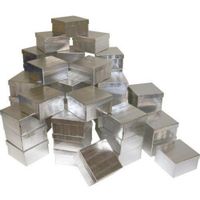 FindingKing 50 Silver Cotton Jewelry Bracelet Display Gift Boxes 3.75"