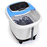 Giantex Foot Spa Bath Massager w/Heat, Water Shower Adjustable in Angles, Motorized Shiatsu Massage Balls & 2 Maize Rollers, Time & Temper Control, LED Display, Home Pedicure Foot Bath Tub, Blue