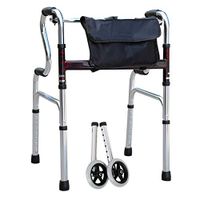 Luckya Rollators Folding Walker Multi-Function Walker Crutches Pulley No Seat Panel Elderly Walker Non-Slip Walking Stick with Hospital