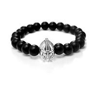 Antiqued Knight Men 8MM Gravel Breads Strand Elastic Bracelet Ntural Gemstone Healing Handmade Beaded Wrist Bracelet