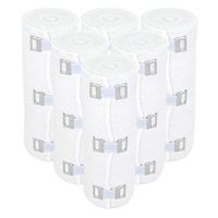 Nexskin 6" Organic Latex Free American Cotton - Comfort Elastic Bandage with Clip Fasteners - White, 6 Pack