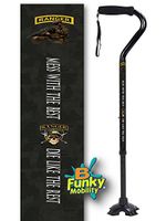 Adjustable Walking Cane Foam Handle Quad Footed Four Pointed Cane Tip US Army Ranger Military Walking Cane