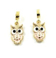 2pcs Owl European Gold Pendant CZ Charm Beads Fit Necklace Bracelet Fashion DIY accesories designer jewels talisman jewelery womans charming bracelet trendy