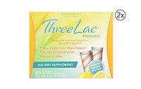 Threelac Original Natural Probiotic Candida Relief Lemon Flavor Dietary Supplement (2 Box) .053-Ounce 60 Packets by Global Health Care