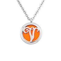 Q&Locket Initial Letter A-Z Premium Aromatherapy Essential Oil Diffuser Locket Necklace With 12pcs Refill Pads (V)