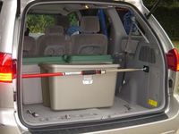 Sparehand Steel Adjustable Cargo Bar with Self-Locking Spring Ratchet for Vehicles, Extends 3.6 ft. to 6 ft., Red