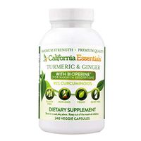 Turmeric Curcumin with Ginger with Bioperine for Pain Relief & Joint Support, 1400mg Max Absorption 95% Curcuminoids, Turmeric Veggie Capsules with Black Pepper, Non-GMO, Gluten Free (240)