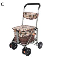 Old-Age Shopping cart Old Man's Trolley pushable car Walking aid Shopping cart Grocery Truck Shopping Trolley Lightweight Folding (Color : C. Foot Brake, Size : 485690cm)