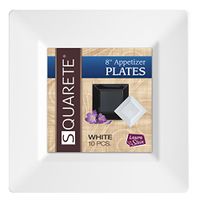 Squarete White Elegant Wedding Party Disposable Plates/Bowls (10 Pcs Per Pack) (3 Pack (30), 8" Salad Plates)