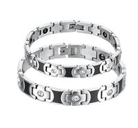 Titanium Cross Health Care Bracelet Black Magnetic Stone Anti-Fatigue and Anti Rediation Couple Bracelet (Lady's Bracelet)