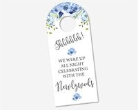 10 Pack Wedding Door Hanger Sign, Hotel Welcome Bag Signs, Do Not Disturb Sign Blue Floral (DH-308-002-CE)