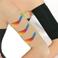 2 Pair Elastic Compression Arm Sleeves Women Weight Loss Calories Slimming Arm Shaper Massager Arm Belt Slimming Compression Arm Shaper Helps Shape Upper Arms Sleeve for Sport Fitness, Black + Nude