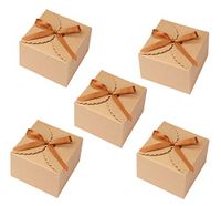 Sdootjewelry 50 Pcs Kraft Paper Candy Favor Boxes, Decorative Treat Box with a Roll of Brown Ribbon Party Wedding Birthday Favor Gift Boxes…