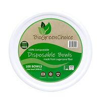 BioGreenChoice 12oz. Compostable Fiber-Molded Bagasse/Natural Sugarcane Disposable Soup Bowl – Microwave Safe, Biodegradable & Compostable Bowl (100 Count)