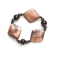 Black Magnetic Therapy Stretch with Copper-Colored Beads Bracelet (Size Medium - 7.5")