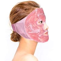 Ice Face Mask, Beads Ice Pack, Hot Cold Therapy for Migraines, Headache, Stress, Puffy Eyes, Dark Circles, Adjustable Strap, Soft Fabric, Reusable, Pink