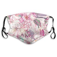Soft Earloop Mouth Cover, Dustproof Pollenm Smog Mouth-Muffle with Adjustable Elastic Band - Windproof Cherry Branch with Pink Blossom Traditional Style Half Face Mouth Cover
