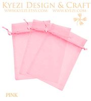 100 Pcs Pink 4x6 Sheer Drawstring Organza Bags Jewelry Pouches Wedding Party Favor Gift Bags Gift Bags Candy Bags [Kyezi Design and Craft]