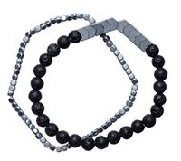 Bops Zengo Aromatherapy On The Go, Unisex Essential Oil Diffuser Bracelet Set (2pc), Natural Stones, Wood, Genuine Porous Lava Stone (Lava Silver)
