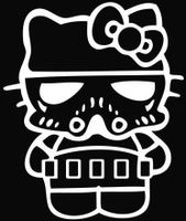 SoCool - Hello Kitty - Star Wars Storm Trooper - Vinyl 5.5" tall (Color: WHITE) decal laptop tablet skateboard car windows stickers