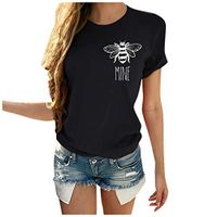 Futurelove ⭐ Women Short Sleeve Tee Cute Bee Graphic Letter Print Tshirt Top Blouse Womens Valentines Day Shirts