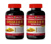 Brain Support Supplement Improve Memory Focus and Brain Function - Omega 3 6 9 - Fish, Flax & Borage - Omega 3 Supplements Flaxseed - 2 Bottles 240 Softgels