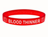 Blood Thinner ID Bracelet Wristband - Red - 8 Inches - Standard