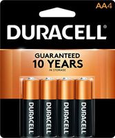 Duracell - CopperTop AA Alkaline Batteries - Long Lasting, All-Purpose Double A Battery for Household and Business – 4 Count