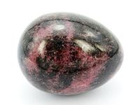 jennysun2010 2 pcs Natural Black Line Rhodonite Gemstone Egg Crystal Healing Sphere Massage Finger Exercise 35x40mm