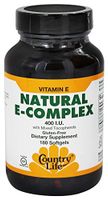 Country Life - Natural Vitamin E-Complex - 400 IU with Mixed Tocopherols - 180 Softgels