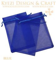 50 Pcs Blue 3x4 Sheer Drawstring Organza Bags Jewelry Pouches Wedding Party Favor Gift Bags Gift Bags Candy Bags [Kyezi Design and Craft]