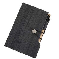 Cupcinu Portable Spiral Notepad Subject College Ruled Spiral Bound Notebooks with Pen in Holder Sticky Colored Notes Page Marker Tabs 10.5cmX15.5cm (Black)