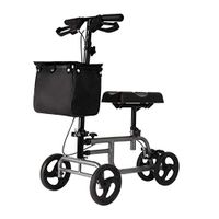 MYJZY Collapsible Knee Walker Steerable Scooter for Broken Leg, Foot, Ankle Injuries - Kneeling Quad Roller Cart Medical Mobility Rolling Walking Aids Height Adjustable,Black