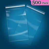 500 Count - 12" x 18" Self Seal Clear Cello Cellophane Resealable Plastic Poly Bags for Clothing, T-Shirts, Pants