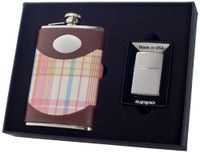 Visol"Hannah" Flask and Zippo Lighter Gift Set, 8-Ounce, Chrome