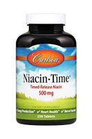 Carlson - Niacin - Time, Time-Release Niacin 500 mg, Energy Production, Heart Health & Nerve Function, 250 Tablets