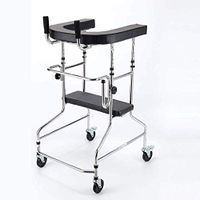 F&T Anti-Rollover Walker, U-Shaped Old Man Walking Stick Stroke Hemiplegia Rehabilitation Equipment Adult Walker Multi-Function Lower Limb Training Walking Stand (Color : Black, Size : M)