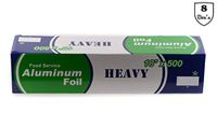 EcoQuality [8 Pack] Food Service Heavy Duty Aluminum Foil Roll (18 x 500) with Sturdy Corrugated Cutter Box - Great for Grill Use, Kitchen Wrap, Foil Wrap, Cooking, Cleaning (18 inch x 500 Feet)