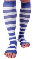 Doc Miller Open Toe Compression Socks 1 Pair 15-20 mmHg Firm Graduated Support for Circulation Surgery Recovery Varicose Veins POTS (Prp-Wht, M)