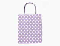 12CT Medium Lavender Polka DOT Biodegradable, Food Safe Ink & Paper, Premium Quality Paper (Sturdy & Thicker), Kraft Bag with Colored Sturdy Handle (Medium, P.Lavender)