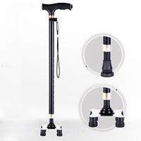 HXZXH Adjustable Quad Cane Lightweight Walking Canes Walking Stick For Men And Women Hand Crutch With T Handle Crutches With LED Light Fashionable Sturdy Stable Black
