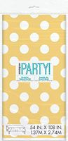 Polka Dot Plastic Tablecloth, 108" x 54", Yellow
