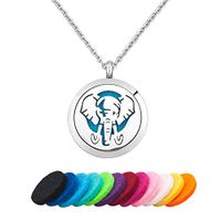 JewelryJo Elephant Aromatherapy Essential Oil Diffuser Necklace Women Men Locket Pendant with Refill Pads